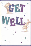 Radiating the easy warmth and supportive community spirit of Hatton, this illustrated get well card brings a spark of hope to any recovery. The card features two enchanting companions-a plush teddy bear and a sprightly puppy, both graced with gentle, kind faces-conspiring to hold aloft an exuberant 'Get Well.' Each letter is coloured in lush indigos and fresh teals, echoing the vibrant tones often seen in hand-tied blooms delivered by Hatton florists. Sprinkled stars shimmer in varied shades of blue and purple, adding flickers of cheer across a soft, inviting background. The bear's convincingly fuzzy coat and the puppy's velvet-like ears are illustrated with such care that you can practically feel their comforting presence. Everything about this card, from the playful typography to the luminous settings, is designed to extend hope and reassurance. Just as a Hatton florist weaves thoughtful touches into each bouquet, this card surrounds its message with sincerity and kindness-ready to brighten a neighbour's day with every glance.